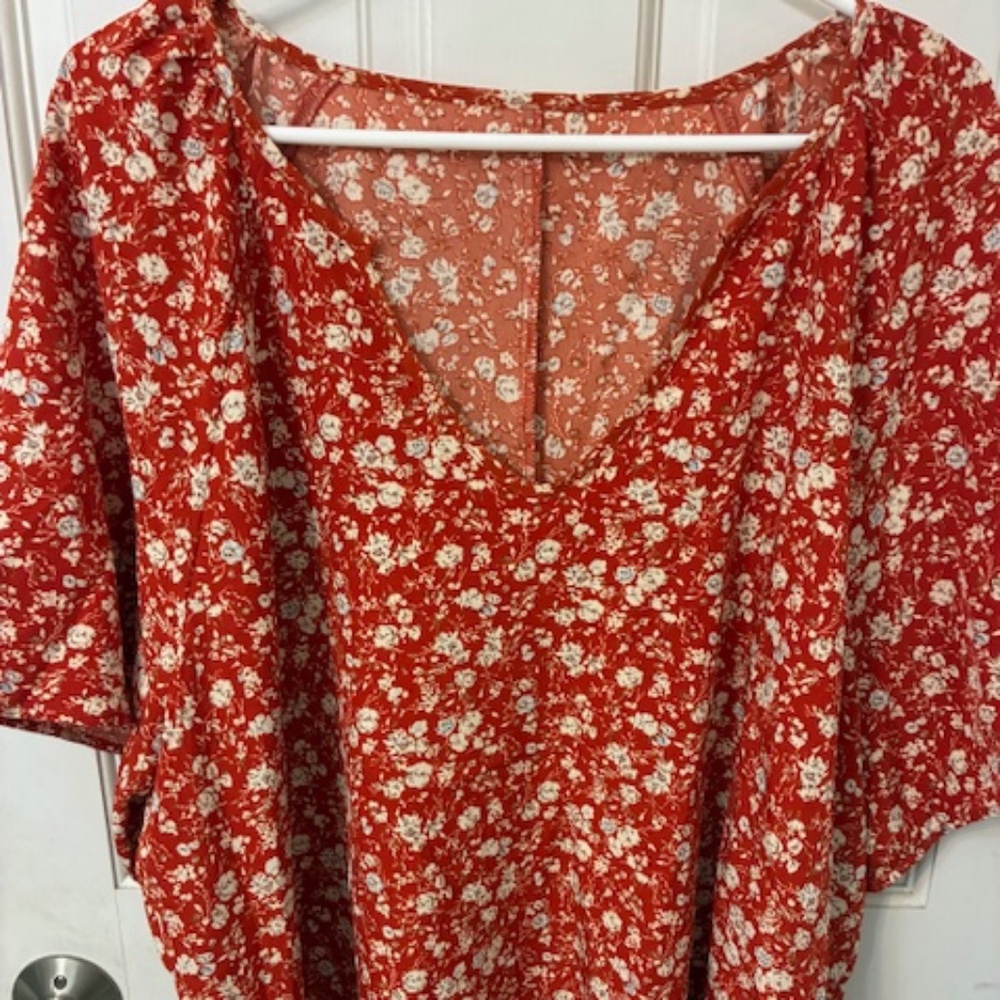 Shein Curvy Red w/cream floral